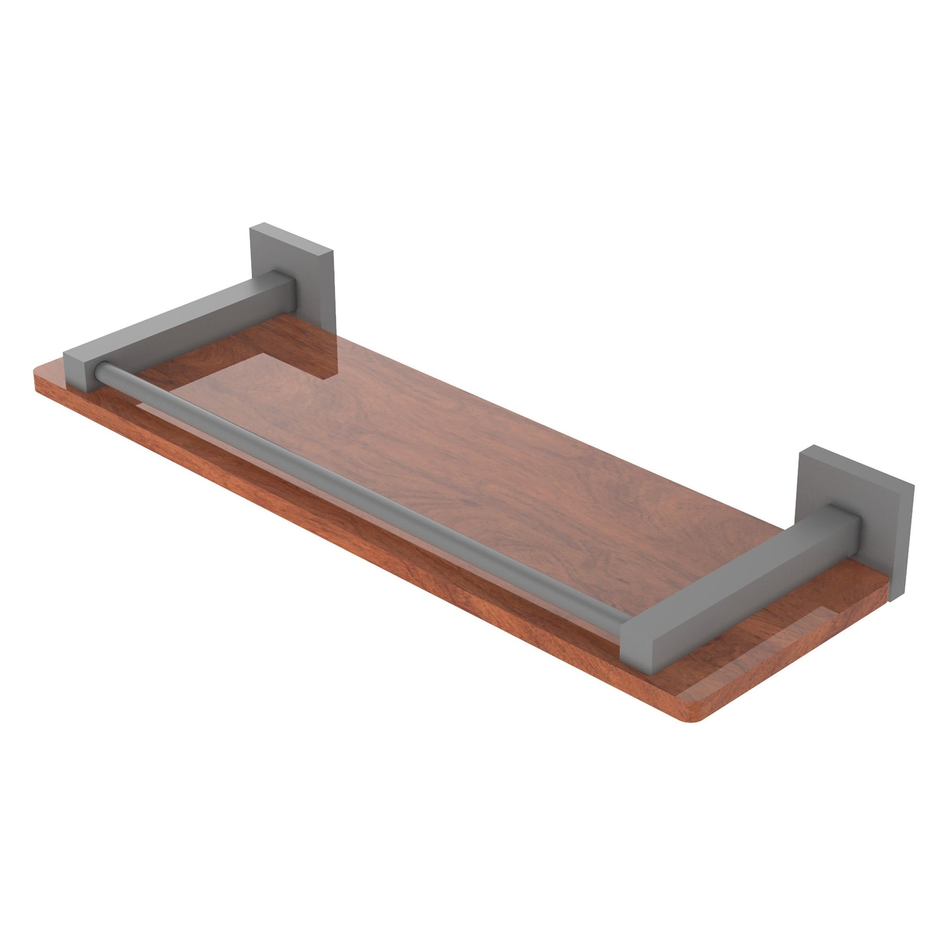 Allied Brass Montero 16" x 5" Matte Gray Solid Brass Solid IPE Ironwood Shelf With Gallery Rail