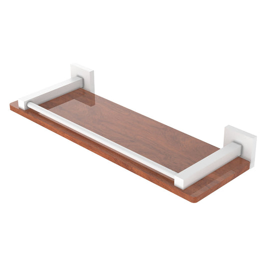 Allied Brass Montero 16" x 5" Matte White Solid Brass Solid IPE Ironwood Shelf With Gallery Rail