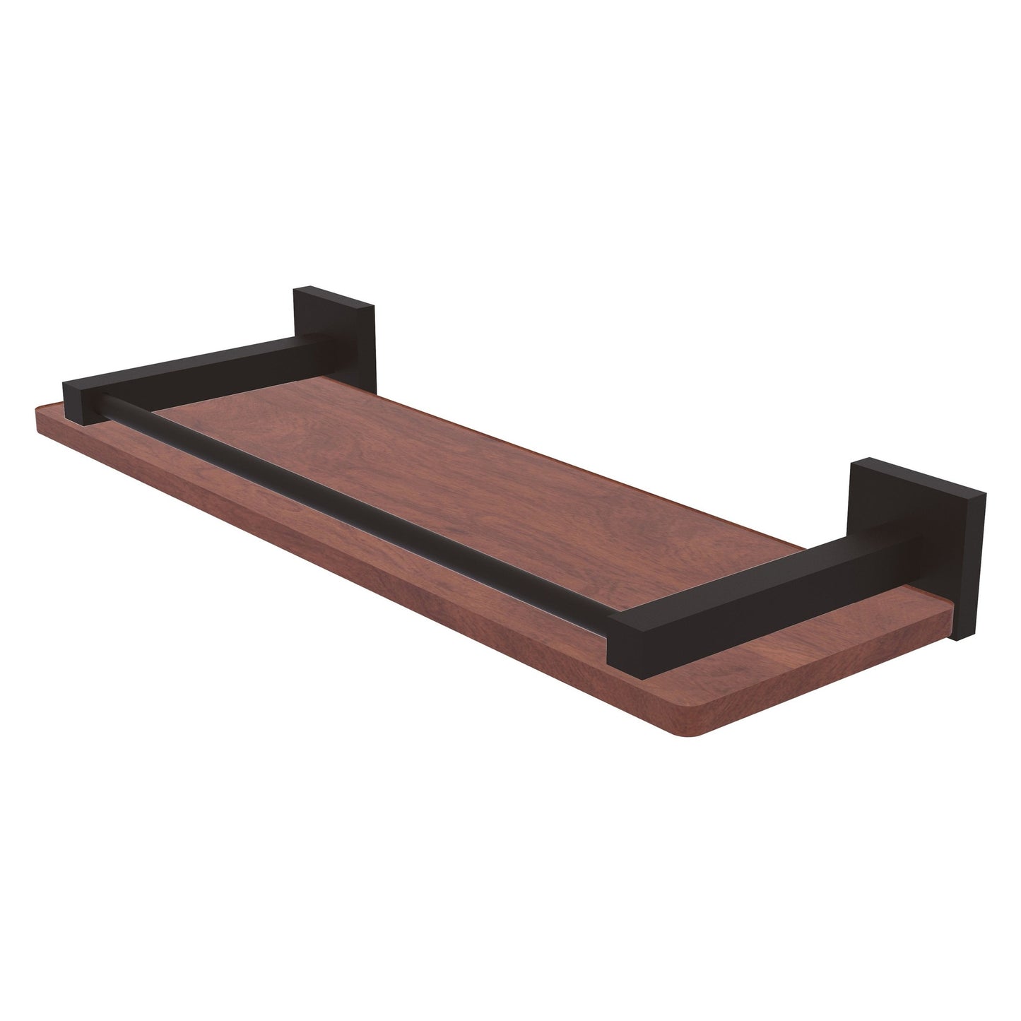 Allied Brass Montero 16" x 5" Oil Rubbed Bronze Solid Brass Solid IPE Ironwood Shelf With Gallery Rail