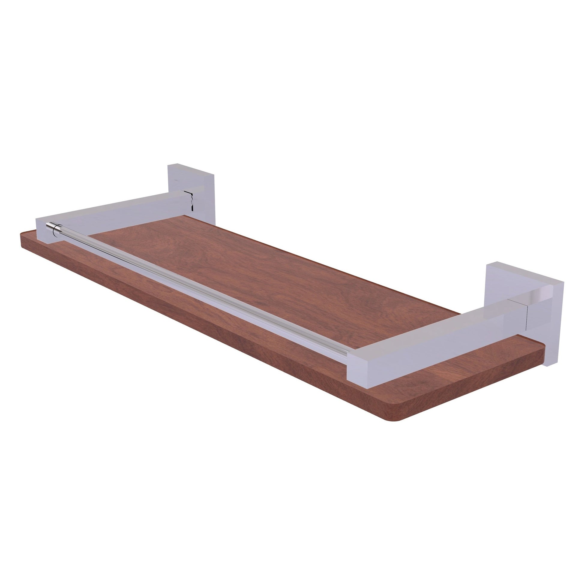 Allied Brass Montero 16" x 5" Polished Chrome Solid Brass Solid IPE Ironwood Shelf With Gallery Rail