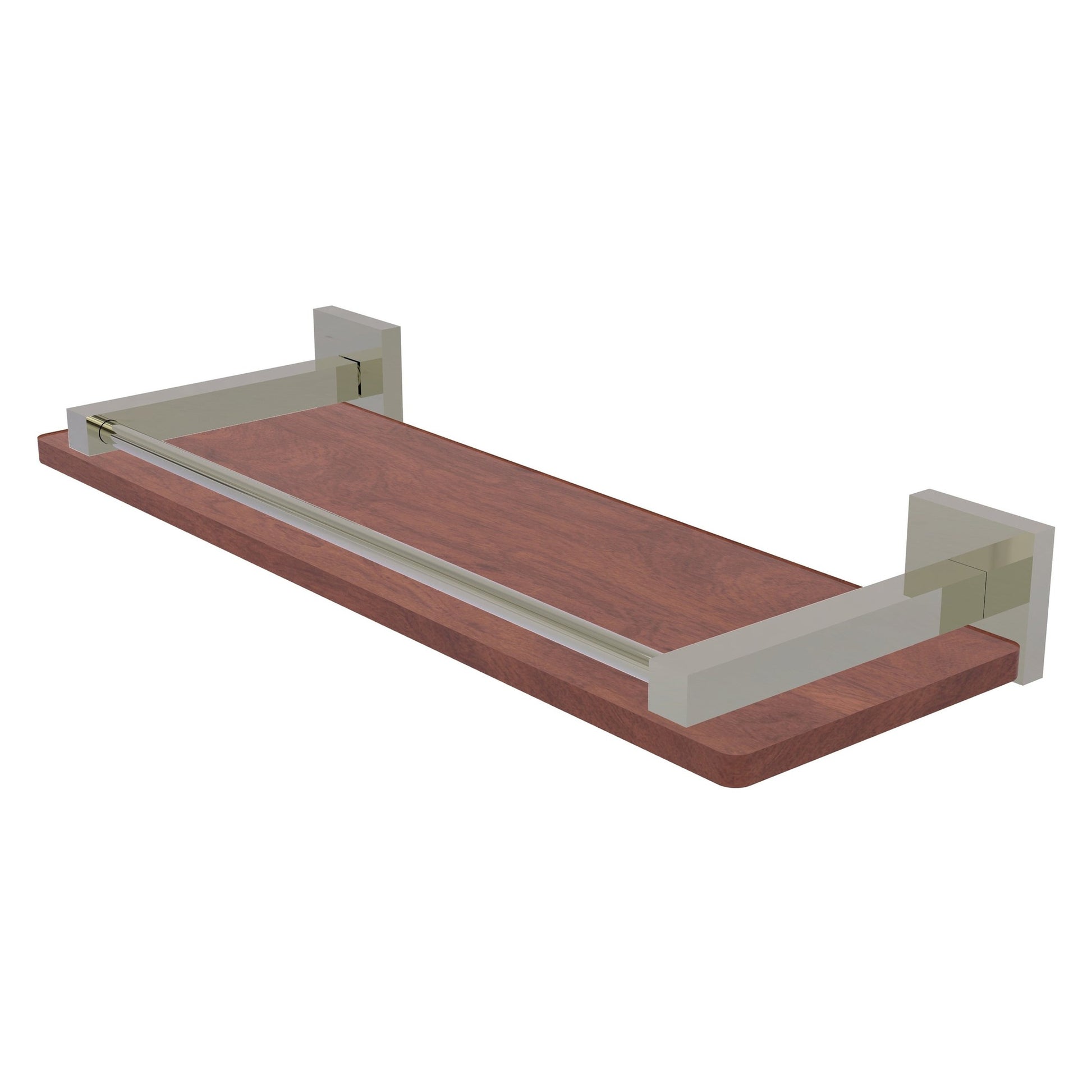 Allied Brass Montero 16" x 5" Polished Nickel Solid Brass Solid IPE Ironwood Shelf With Gallery Rail
