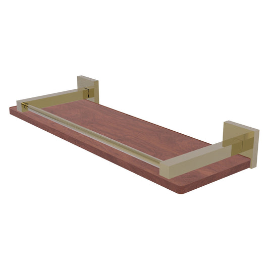 Allied Brass Montero 16" x 5" Unlacquered Brass Solid Brass Solid IPE Ironwood Shelf With Gallery Rail