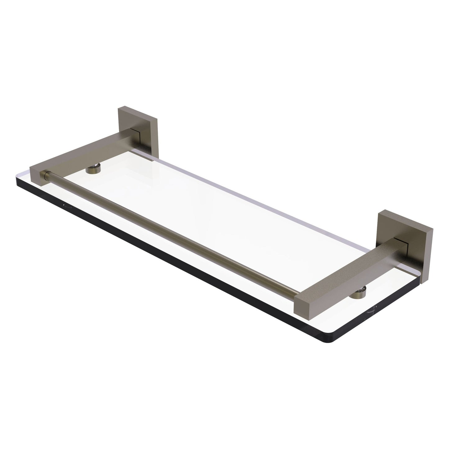 Allied Brass Montero 16" x 5.7" Antique Brass Solid Brass Glass Shelf With Gallery Rail
