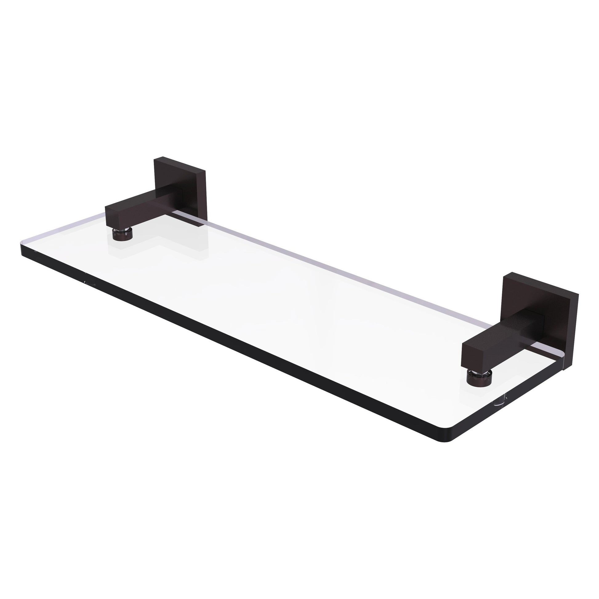 Allied Brass Montero 16" x 5.7" Antique Bronze Solid Brass Glass Vanity Shelf With Beveled Edges