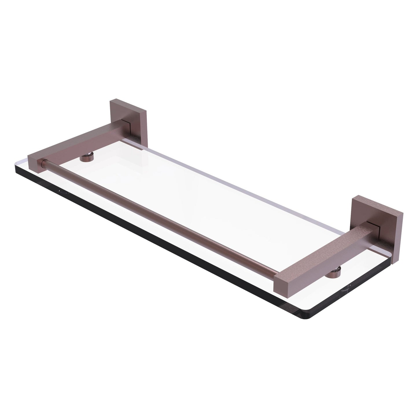 Allied Brass Montero 16" x 5.7" Antique Copper Solid Brass Glass Shelf With Gallery Rail