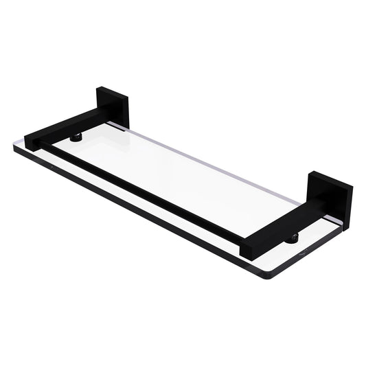 Allied Brass Montero 16" x 5.7" Matte Black Solid Brass Glass Shelf With Gallery Rail