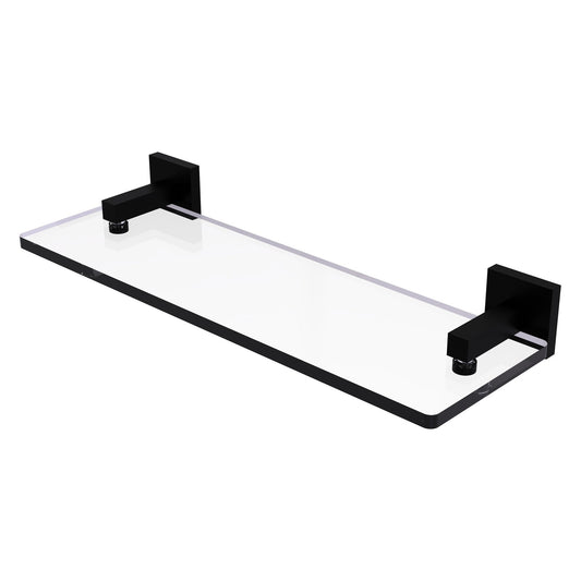 Allied Brass Montero 16" x 5.7" Matte Black Solid Brass Glass Vanity Shelf With Beveled Edges