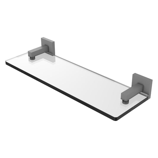 Allied Brass Montero 16" x 5.7" Matte Gray Solid Brass Glass Vanity Shelf With Beveled Edges