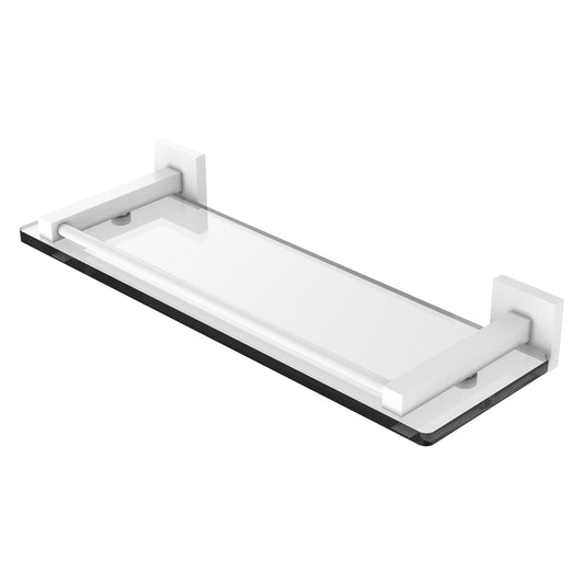 Allied Brass Montero 16" x 5.7" Matte White Solid Brass Glass Shelf With Gallery Rail
