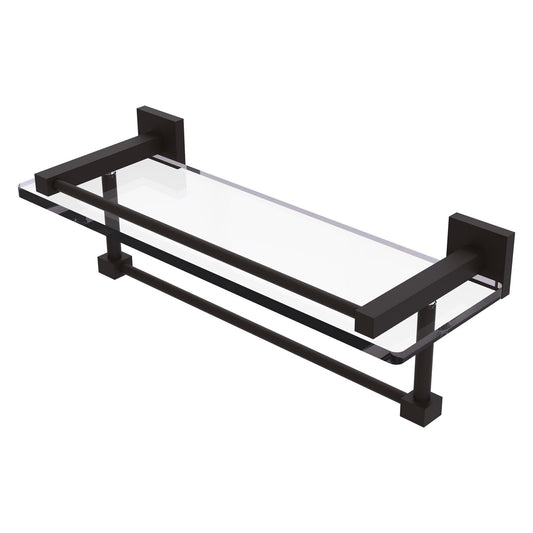 Allied Brass Montero 16" x 5.7" Oil Rubbed Bronze Solid Brass Gallery Glass Shelf With Towel Bar