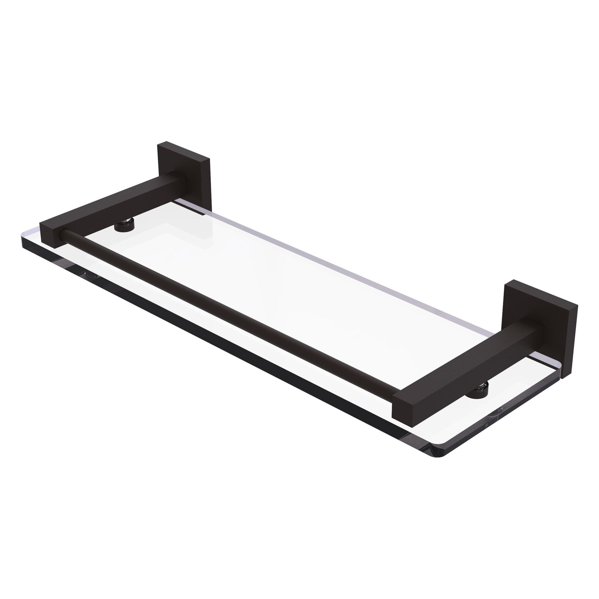 Allied Brass Montero 16" x 5.7" Oil Rubbed Bronze Solid Brass Glass Shelf With Gallery Rail