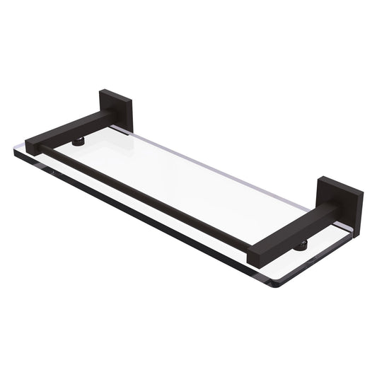 Allied Brass Montero 16" x 5.7" Oil Rubbed Bronze Solid Brass Glass Shelf With Gallery Rail