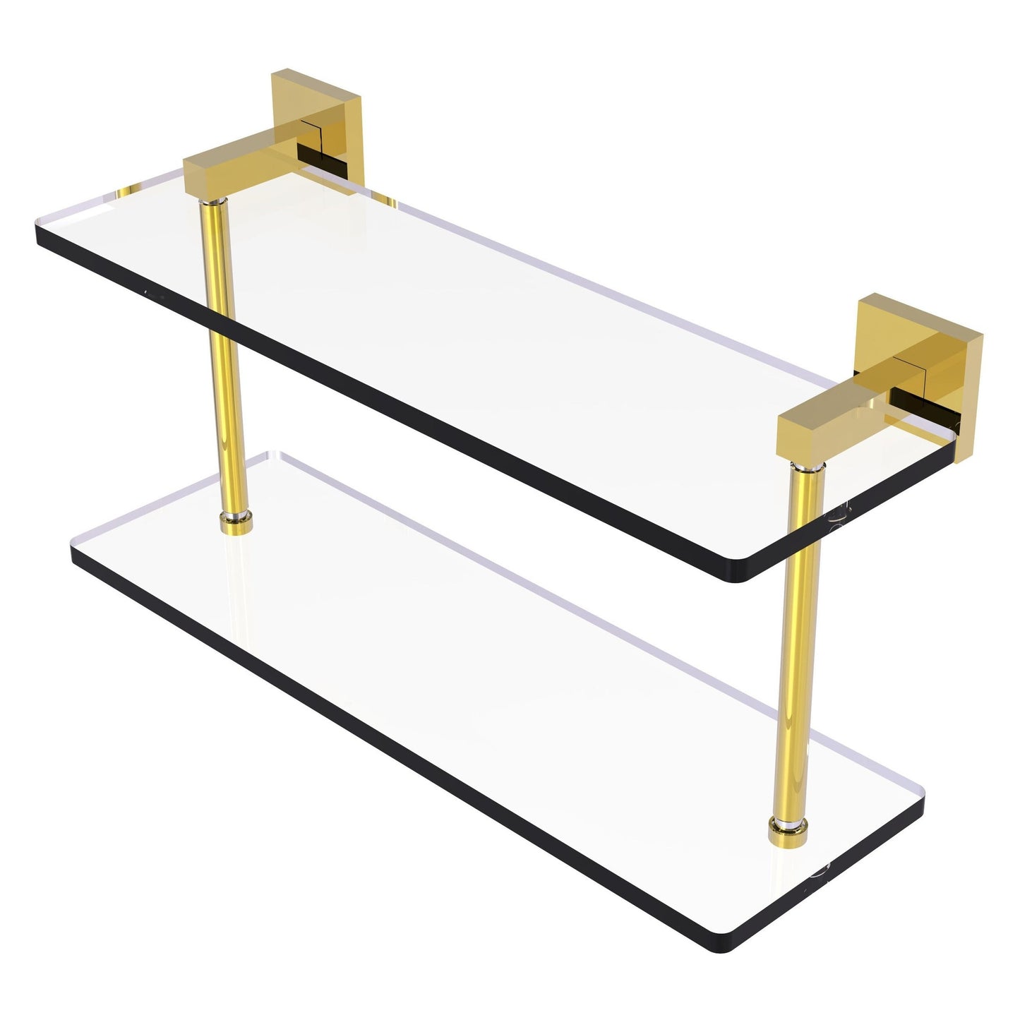 Allied Brass Montero 16" x 5.7" Polished Brass Solid Brass Two-Tiered Glass Shelf