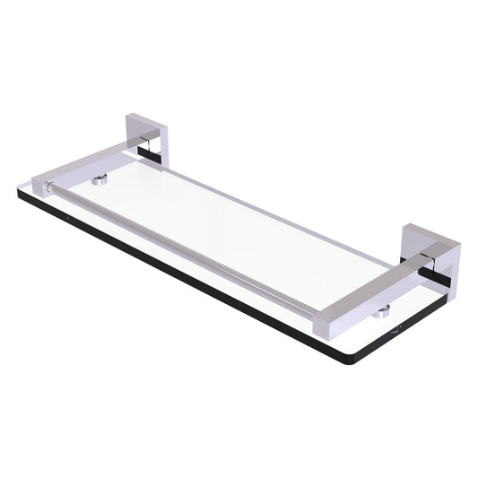 Allied Brass Montero 16" x 5.7" Polished Chrome Solid Brass Glass Shelf With Gallery Rail