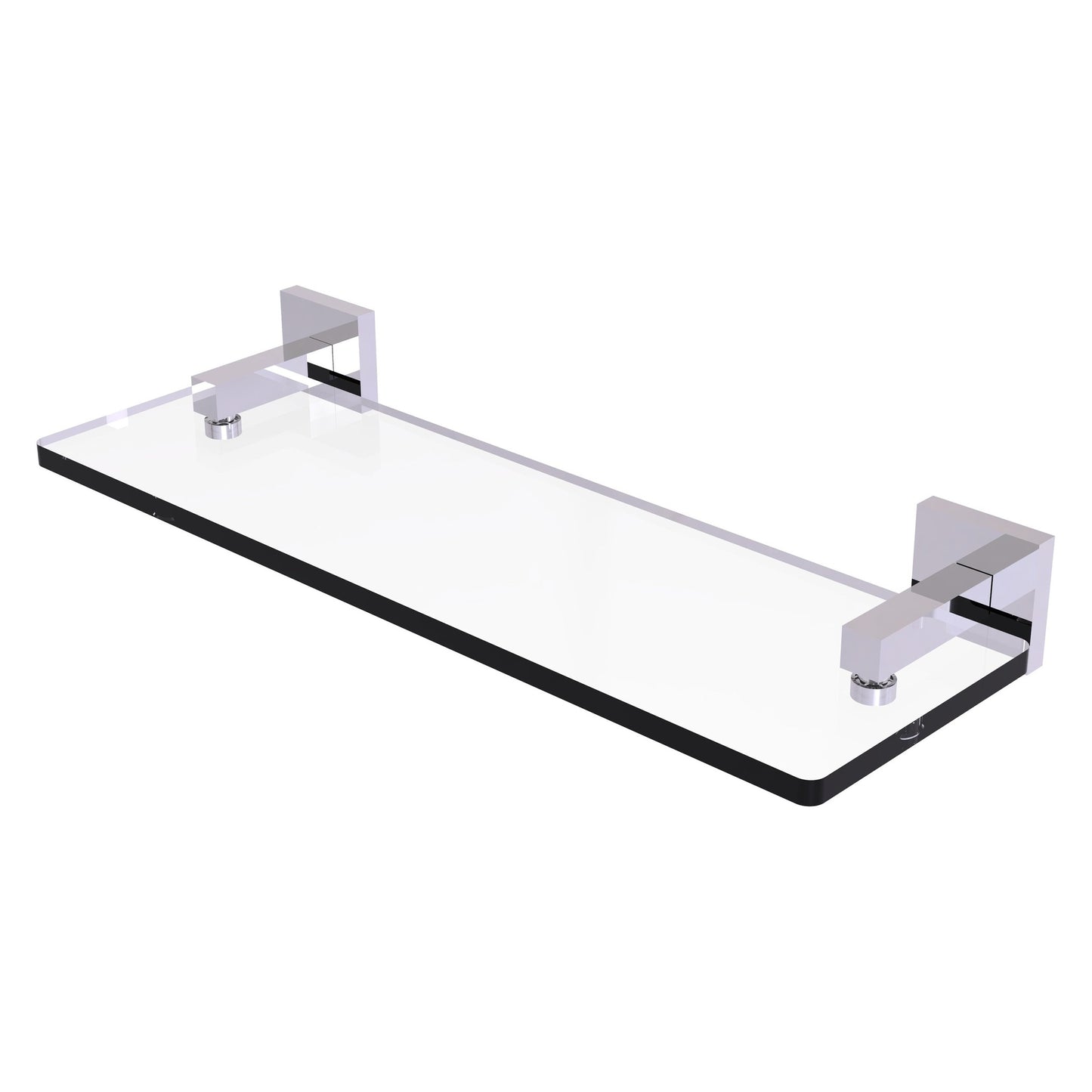 Allied Brass Montero 16" x 5.7" Polished Chrome Solid Brass Glass Vanity Shelf With Beveled Edges