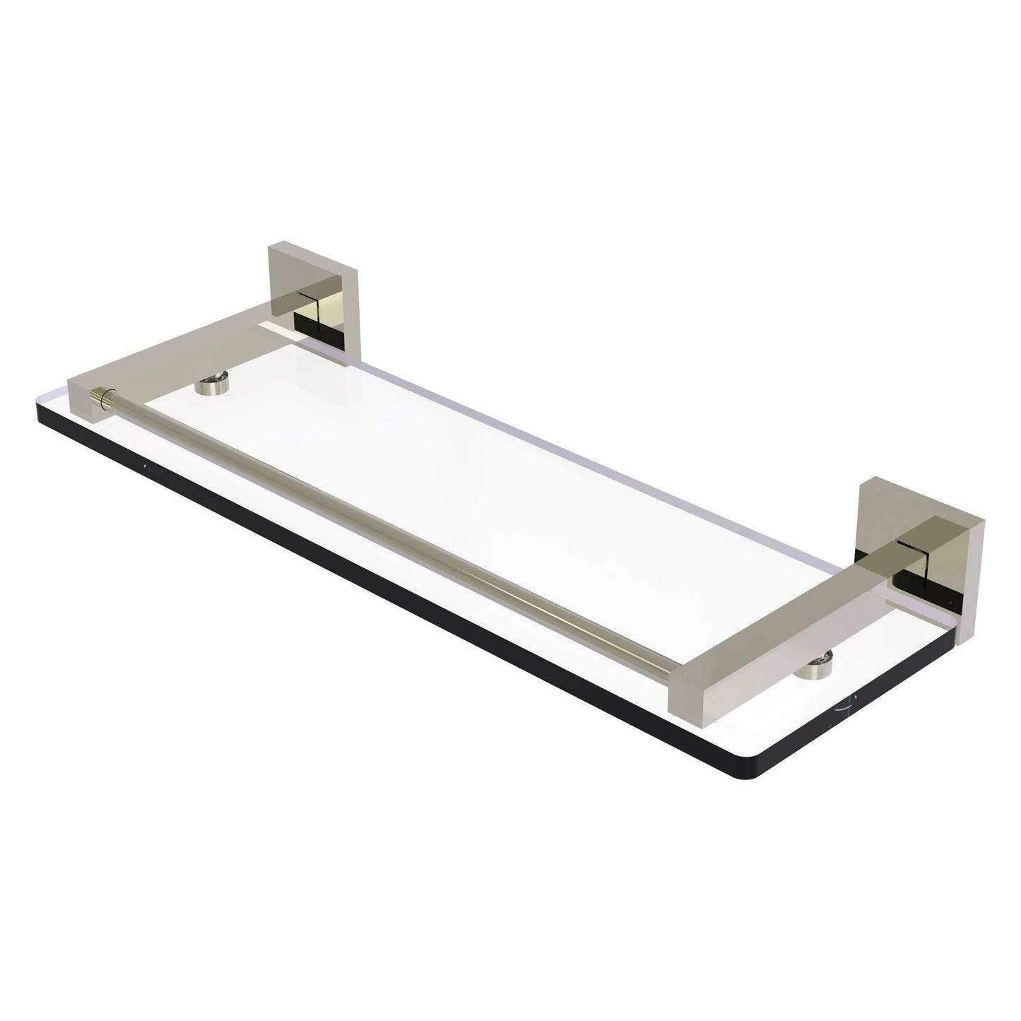 Allied Brass Montero 16" x 5.7" Polished Nickel Solid Brass Glass Shelf With Gallery Rail