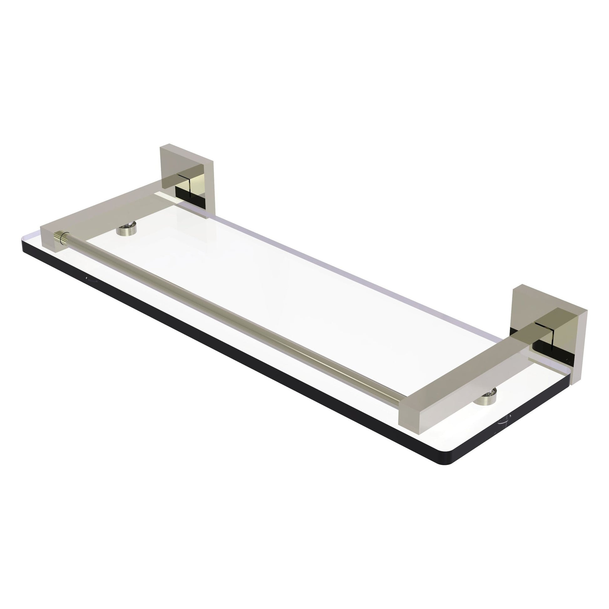 Allied Brass Montero 16" x 5.7" Polished Nickel Solid Brass Glass Shelf With Gallery Rail