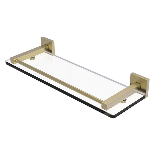 Allied Brass Montero 16" x 5.7" Satin Brass Solid Brass Glass Shelf With Gallery Rail