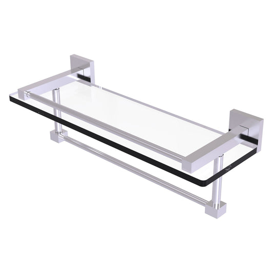 Allied Brass Montero 16" x 5.7" Satin Chrome Solid Brass Gallery Glass Shelf With Towel Bar
