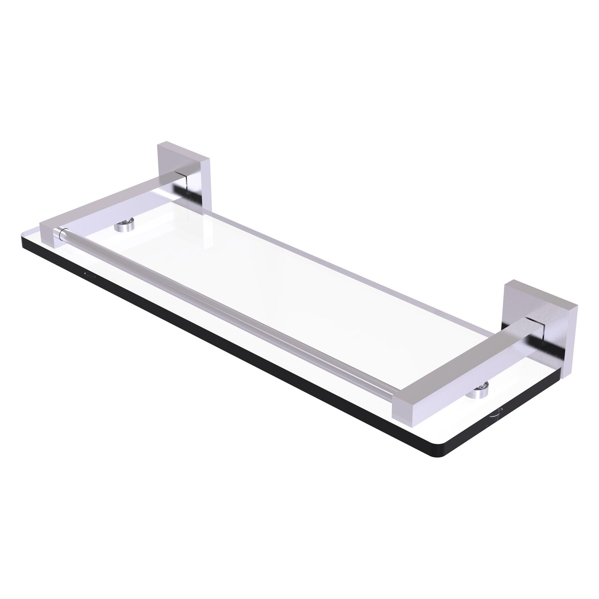 Allied Brass Montero 16" x 5.7" Satin Chrome Solid Brass Glass Shelf With Gallery Rail