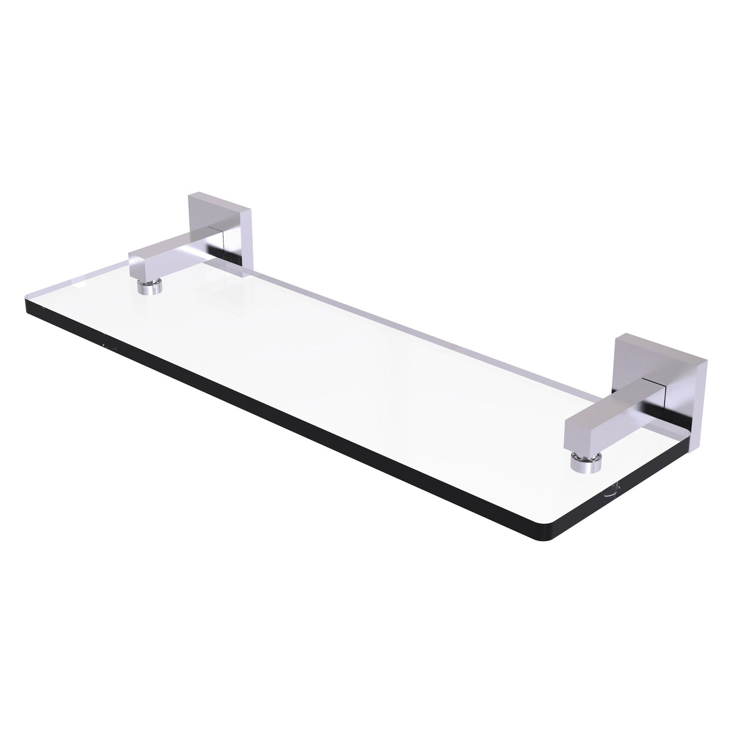 Allied Brass Montero 16" x 5.7" Satin Chrome Solid Brass Glass Vanity Shelf With Beveled Edges