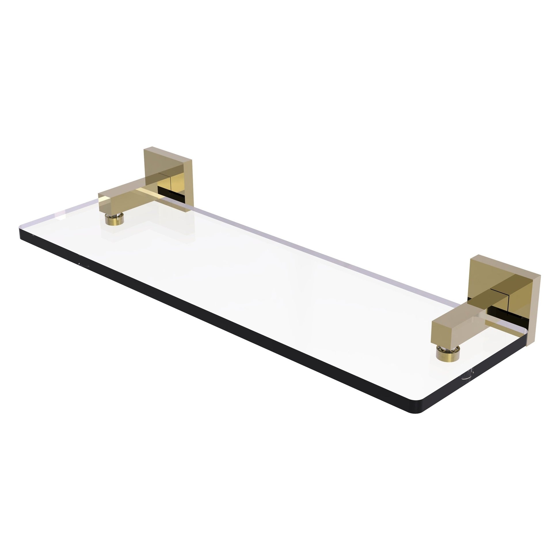 Allied Brass Montero 16" x 5.7" Unlacquered Brass Solid Brass Glass Vanity Shelf With Beveled Edges