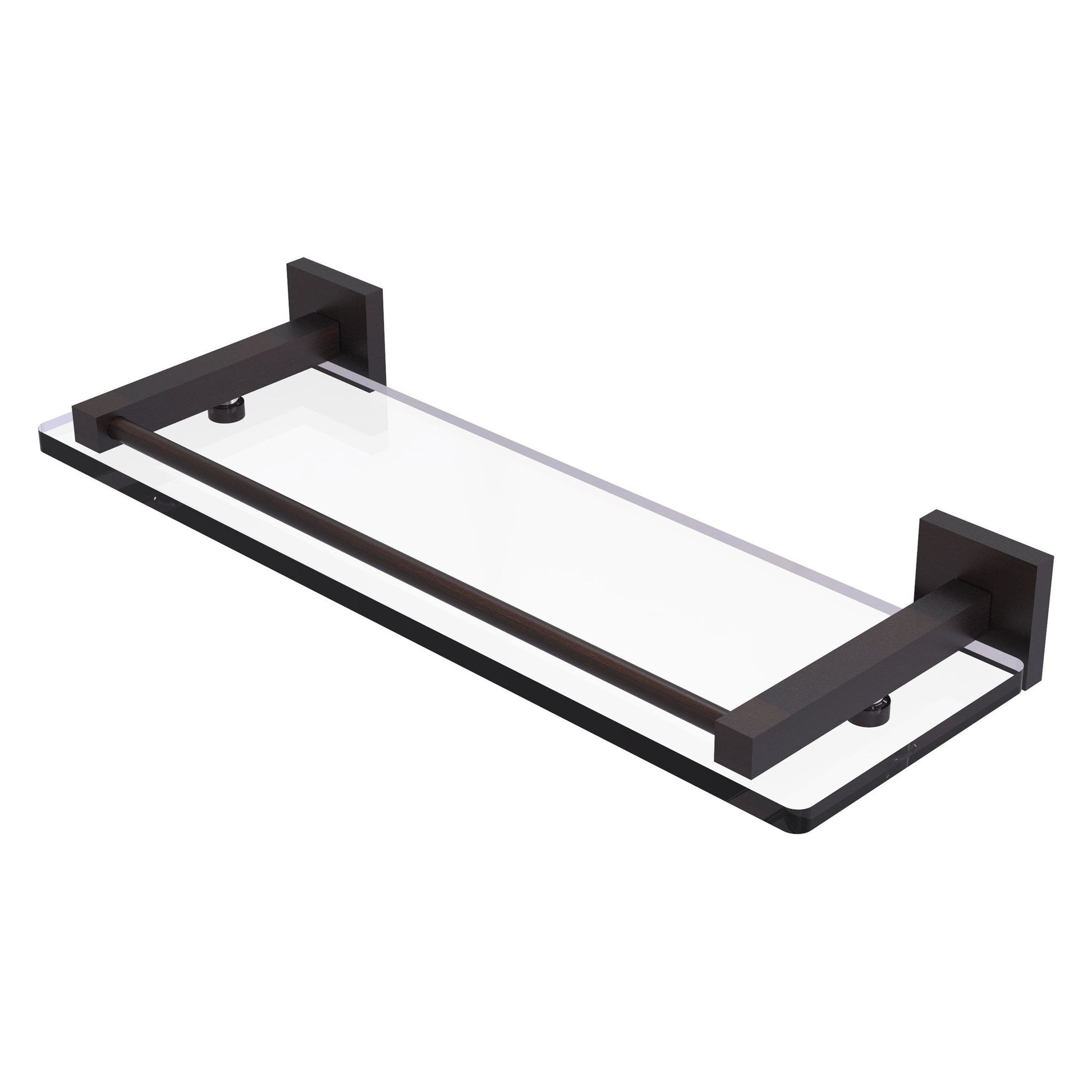 Allied Brass Montero 16" x 5.7" Venetian Bronze Solid Brass Glass Shelf With Gallery Rail