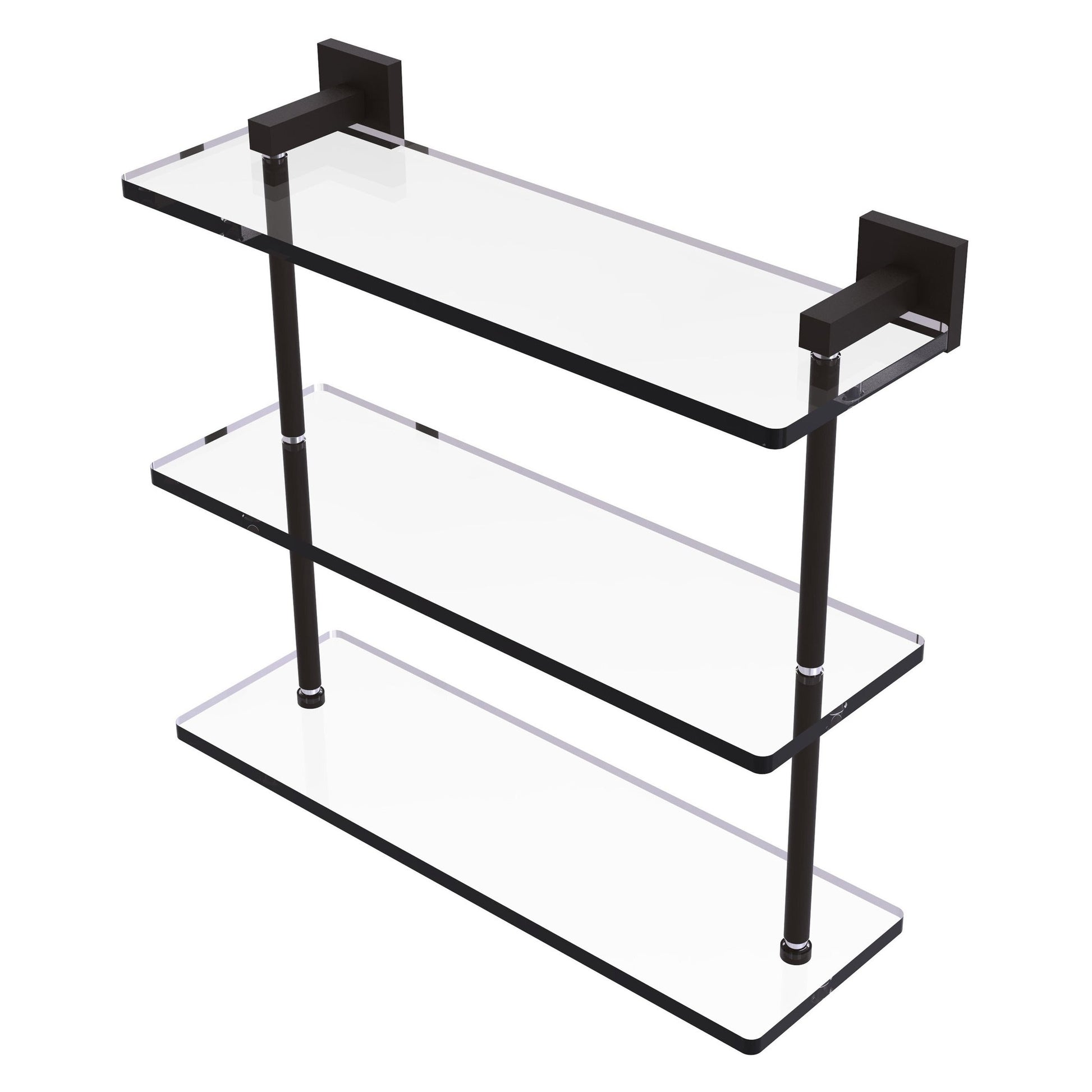Allied Brass Montero 16" x 6.2" Oil Rubbed Bronze Solid Brass Triple-Tiered Glass Shelf
