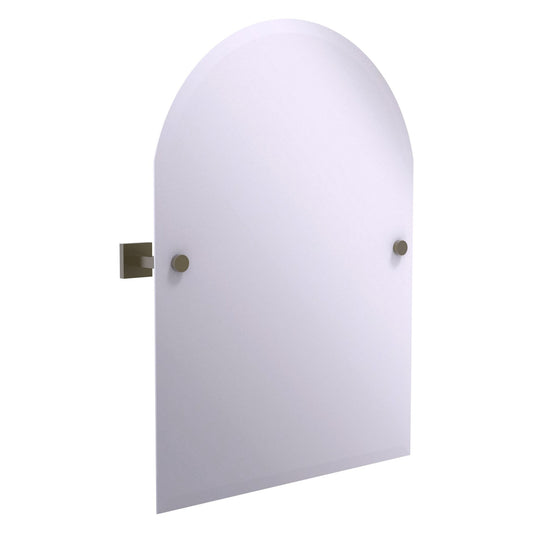 Allied Brass Montero 21" x 3.7" Antique Brass Solid Brass Contemporary Frameless Arched Top Tilt Mirror With Beveled Edge
