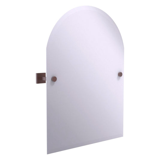 Allied Brass Montero 21" x 3.7" Antique Copper Solid Brass Contemporary Frameless Arched Top Tilt Mirror With Beveled Edge