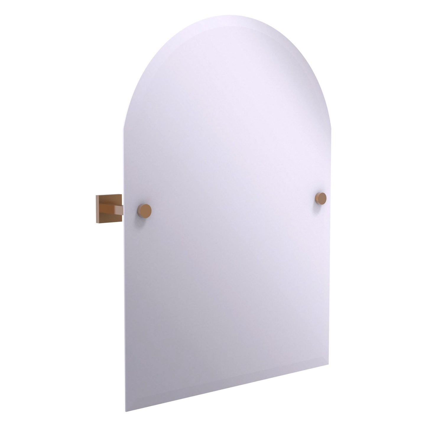 Allied Brass Montero 21" x 3.7" Brushed Bronze Solid Brass Contemporary Frameless Arched Top Tilt Mirror With Beveled Edge