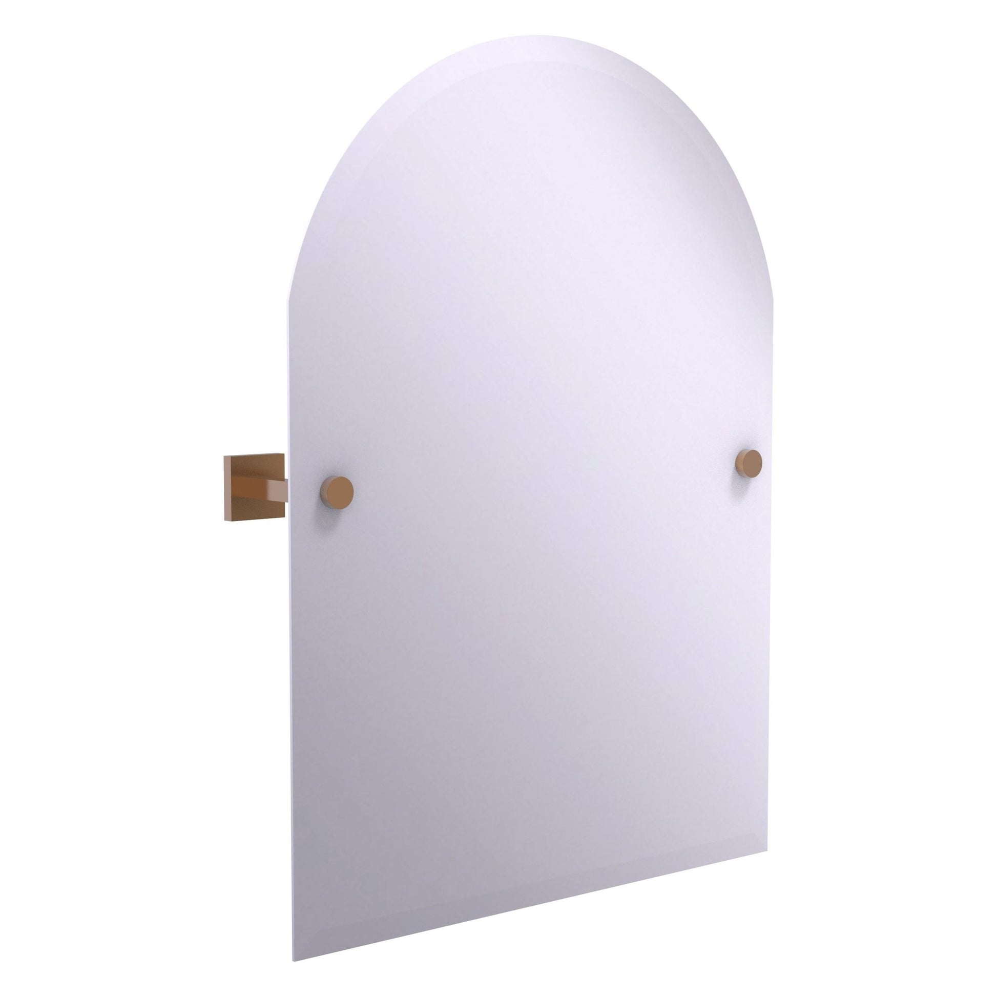 Allied Brass Montero 21" x 3.7" Brushed Bronze Solid Brass Contemporary Frameless Arched Top Tilt Mirror With Beveled Edge