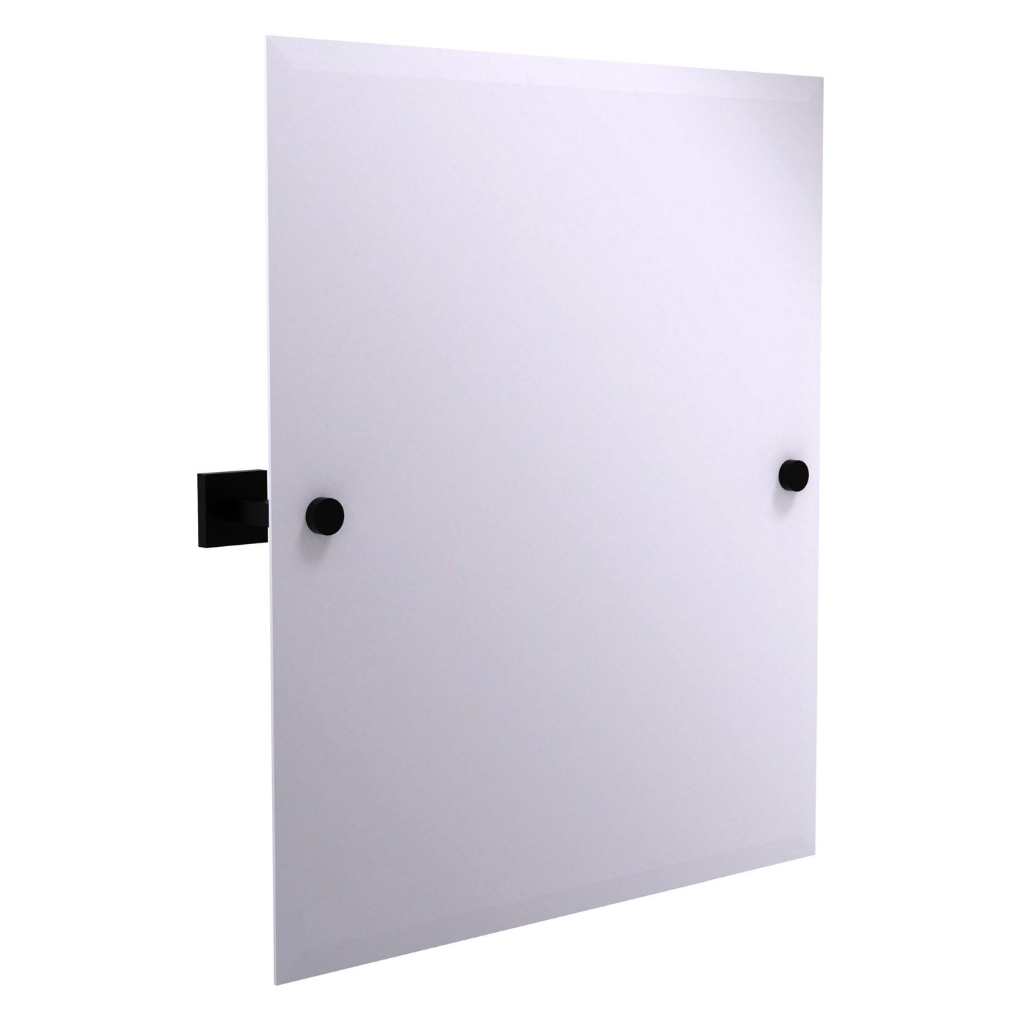 Allied Brass Montero 21" x 3.7" Matte Black Solid Brass Contemporary Frameless Rectangular Tilt Mirror With Beveled Edge