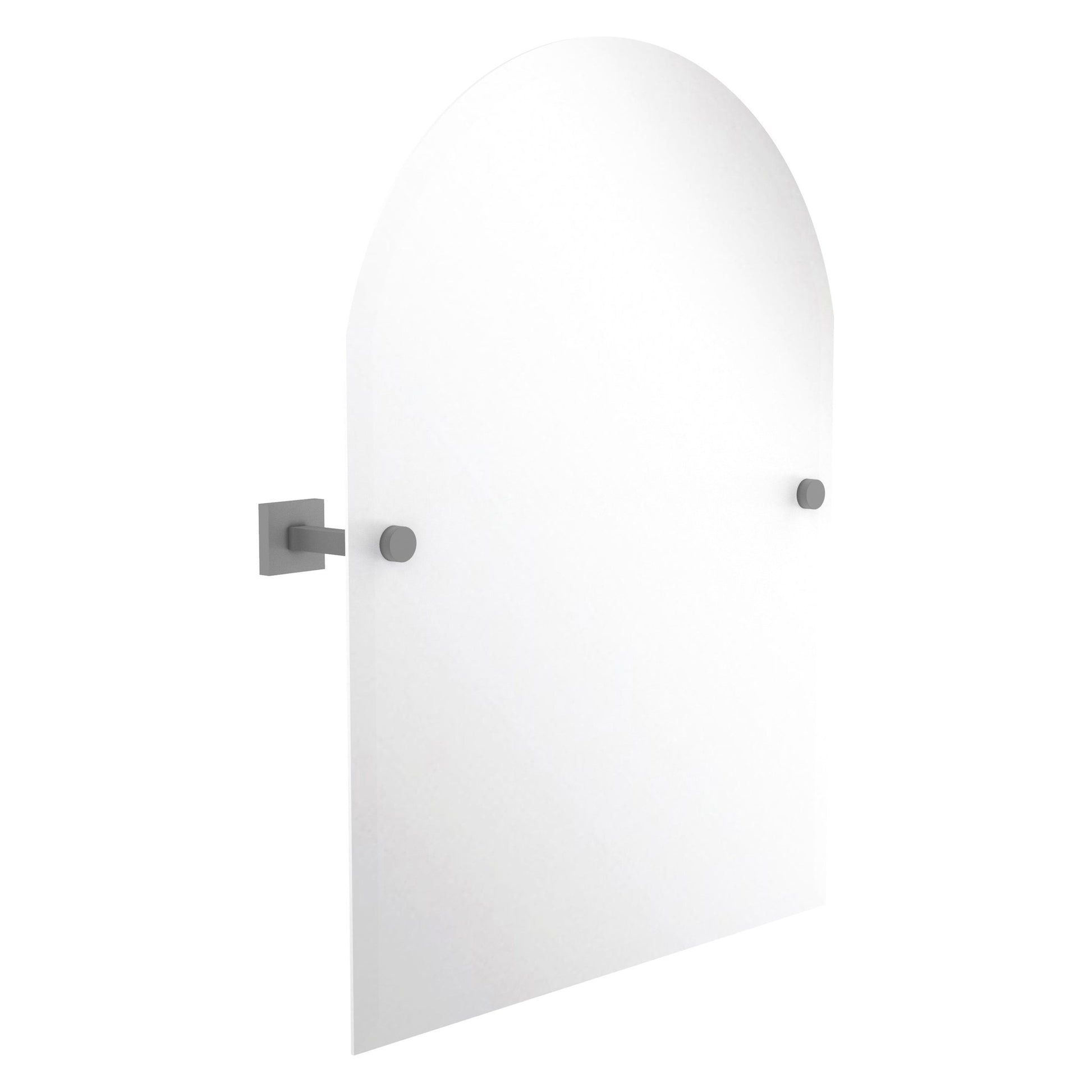 Allied Brass Montero 21" x 3.7" Matte Gray Solid Brass Contemporary Frameless Arched Top Tilt Mirror With Beveled Edge