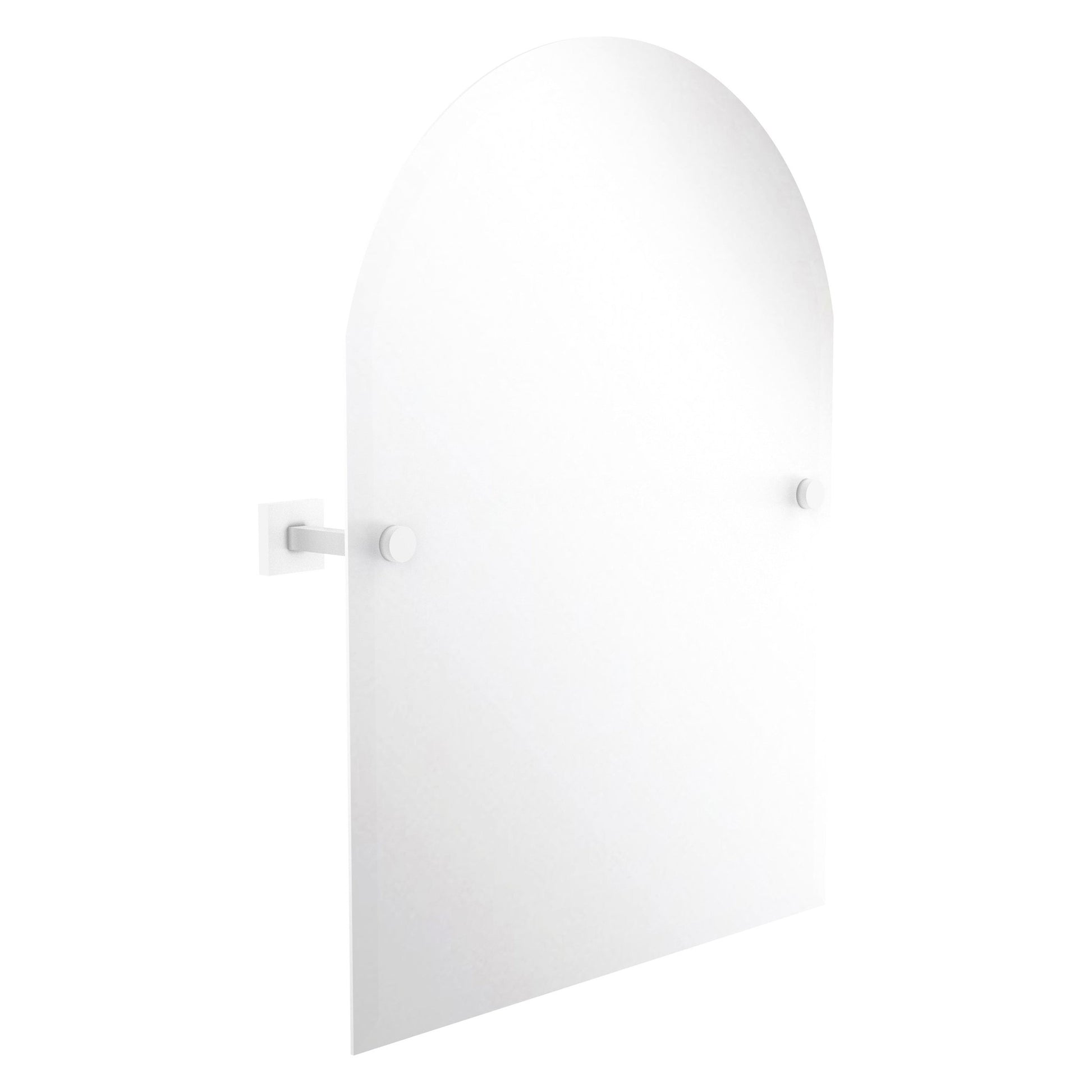 Allied Brass Montero 21" x 3.7" Matte White Solid Brass Contemporary Frameless Arched Top Tilt Mirror With Beveled Edge