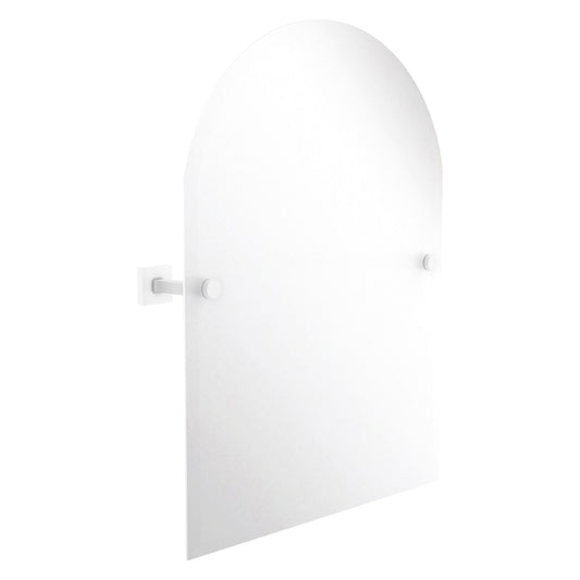 Allied Brass Montero 21" x 3.7" Matte White Solid Brass Contemporary Frameless Arched Top Tilt Mirror With Beveled Edge