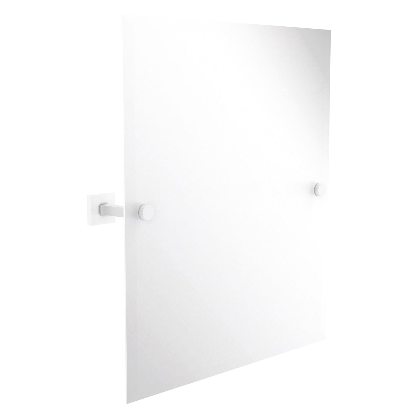 Allied Brass Montero 21" x 3.7" Matte White Solid Brass Contemporary Frameless Rectangular Tilt Mirror With Beveled Edge
