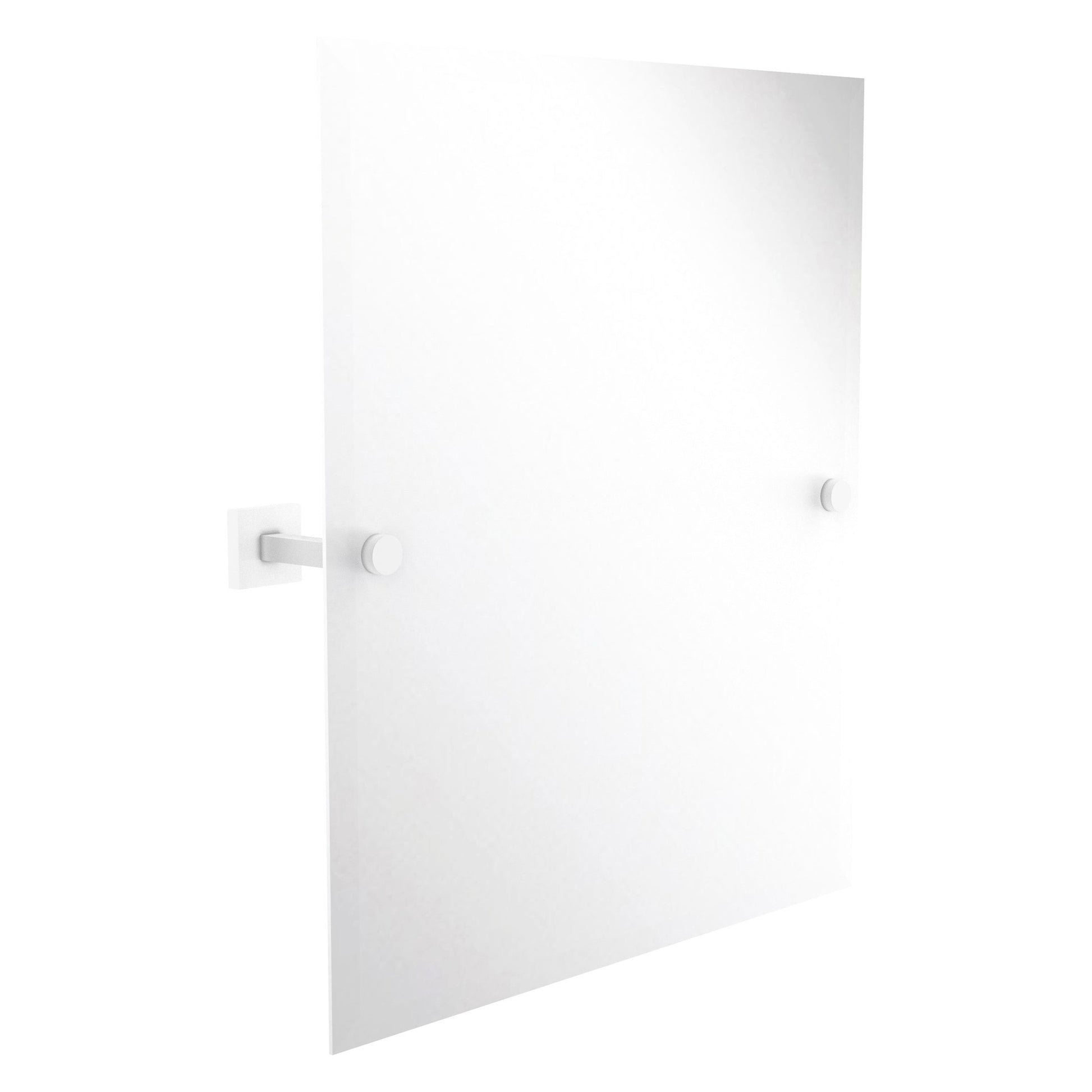 Allied Brass Montero 21" x 3.7" Matte White Solid Brass Contemporary Frameless Rectangular Tilt Mirror With Beveled Edge