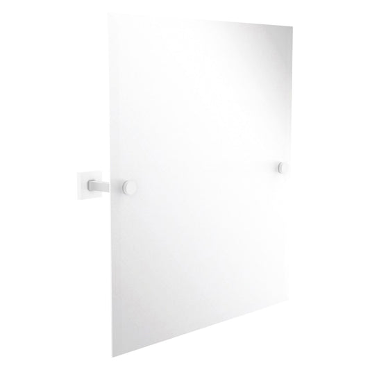 Allied Brass Montero 21" x 3.7" Matte White Solid Brass Contemporary Frameless Rectangular Tilt Mirror With Beveled Edge