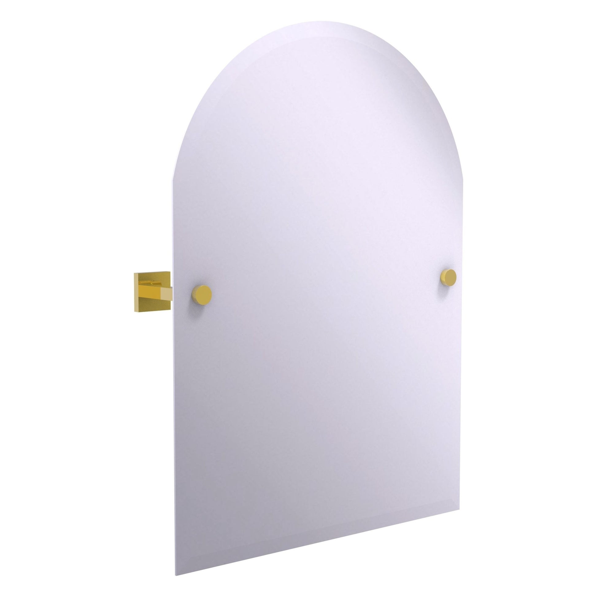 Allied Brass Montero 21" x 3.7" Polished Brass Solid Brass Contemporary Frameless Arched Top Tilt Mirror With Beveled Edge