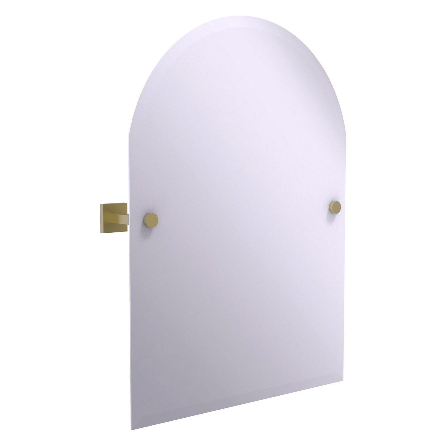 Allied Brass Montero 21" x 3.7" Satin Brass Solid Brass Contemporary Frameless Arched Top Tilt Mirror With Beveled Edge