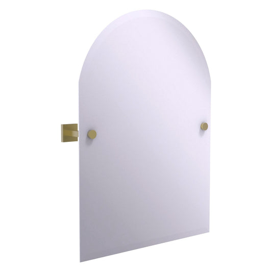 Allied Brass Montero 21" x 3.7" Satin Brass Solid Brass Contemporary Frameless Arched Top Tilt Mirror With Beveled Edge