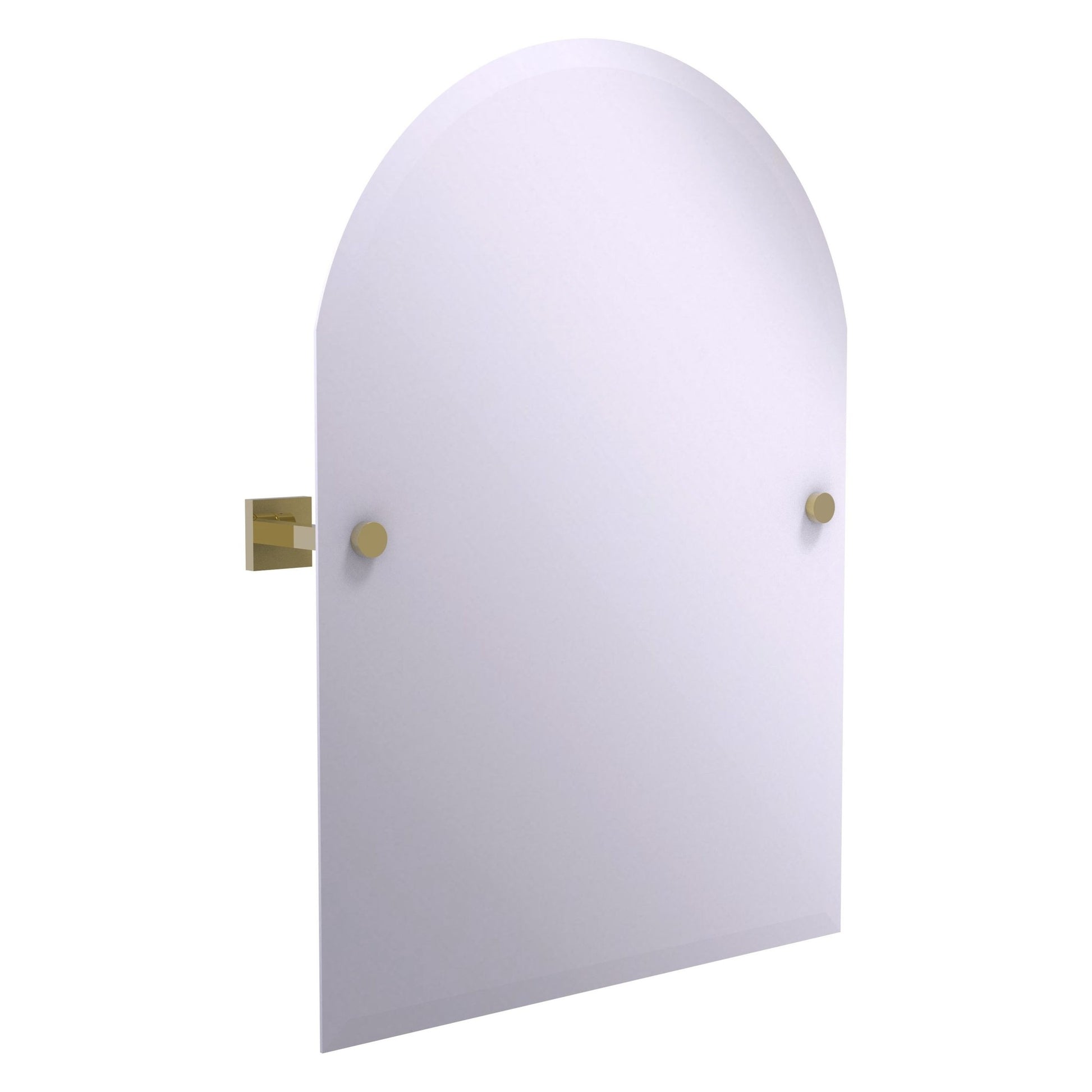 Allied Brass Montero 21" x 3.7" Unlacquered Brass Solid Brass Contemporary Frameless Arched Top Tilt Mirror With Beveled Edge