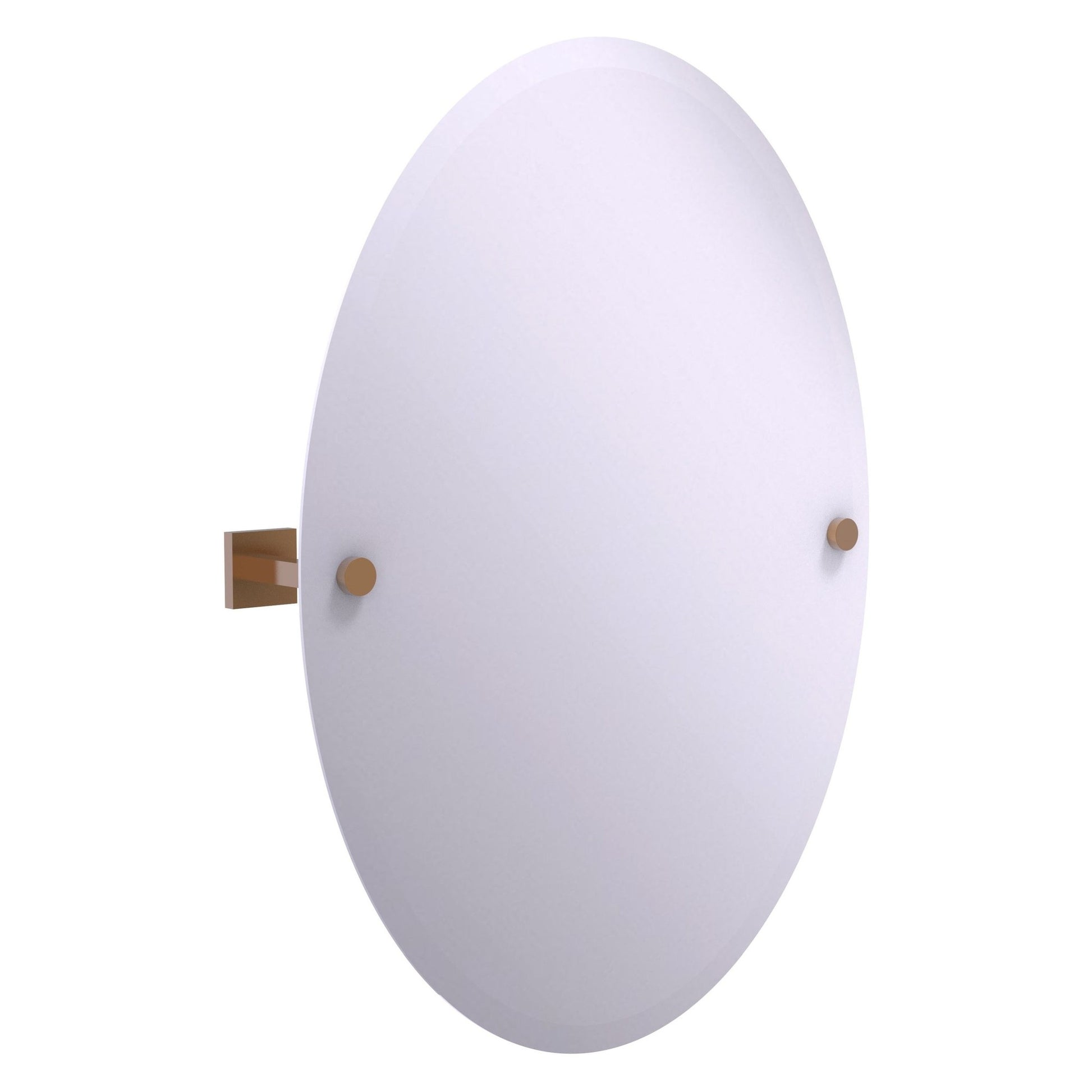 Allied Brass Montero 21.4" x 3.7" Brushed Bronze Solid Brass Contemporary Frameless Oval Tilt Mirror With Beveled Edge