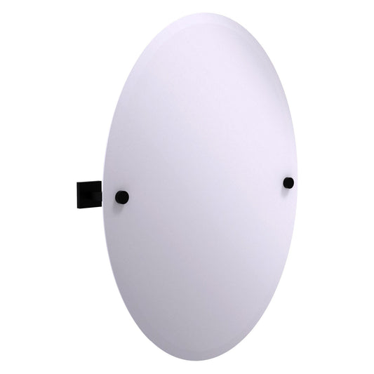 Allied Brass Montero 21.4" x 3.7" Matte Black Solid Brass Contemporary Frameless Oval Tilt Mirror With Beveled Edge