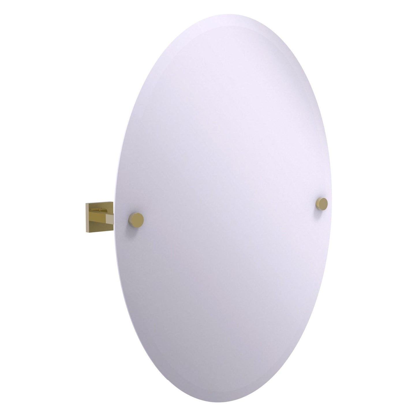 Allied Brass Montero 21.4" x 3.7" Unlacquered Brass Solid Brass Contemporary Frameless Oval Tilt Mirror With Beveled Edge