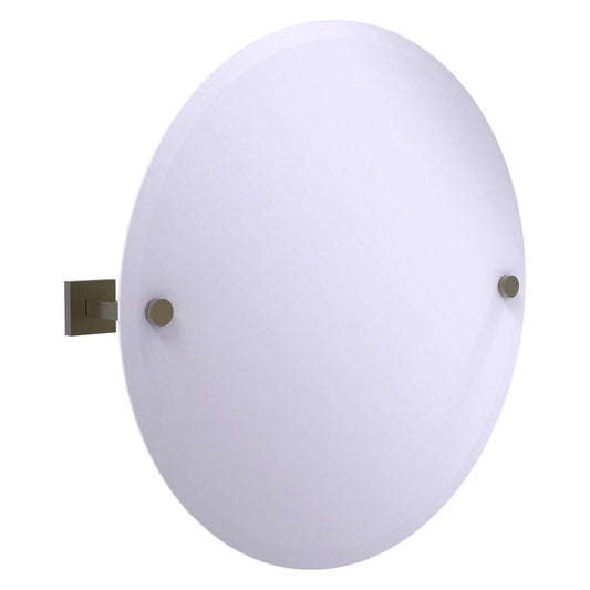 Allied Brass Montero 22" x 3.7" Antique Brass Solid Brass Contemporary Frameless Round Tilt Mirror With Beveled Edge