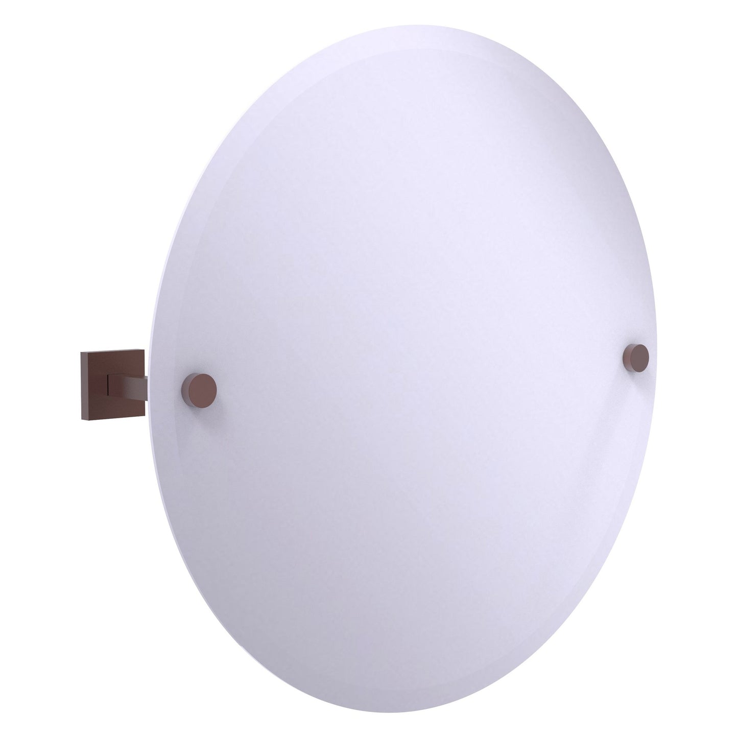 Allied Brass Montero 22" x 3.7" Antique Copper Solid Brass Contemporary Frameless Round Tilt Mirror With Beveled Edge