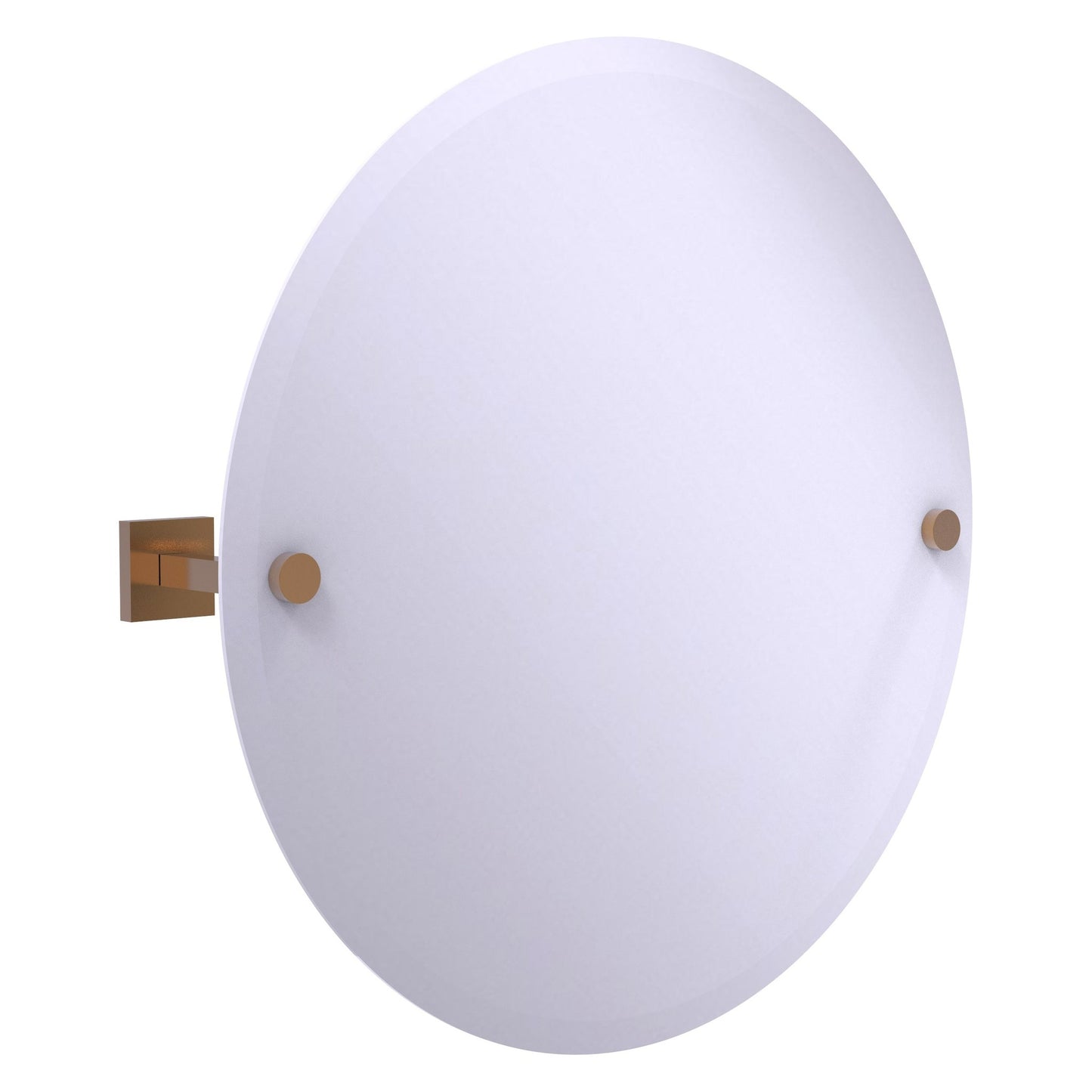 Allied Brass Montero 22" x 3.7" Brushed Bronze Solid Brass Contemporary Frameless Round Tilt Mirror With Beveled Edge