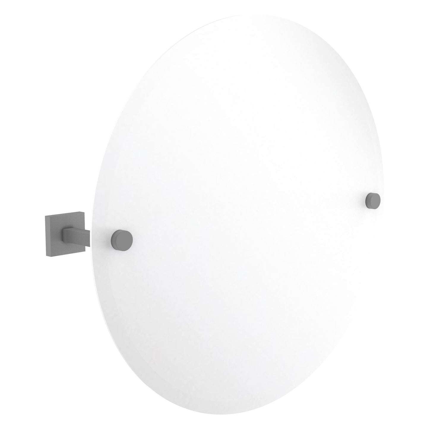 Allied Brass Montero 22" x 3.7" Matte Gray Solid Brass Contemporary Frameless Round Tilt Mirror With Beveled Edge